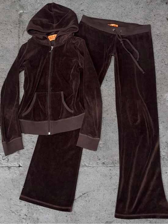 Juicy Couture Pants - Juicy Couture Brown Velour Track Jacket & Pants Set